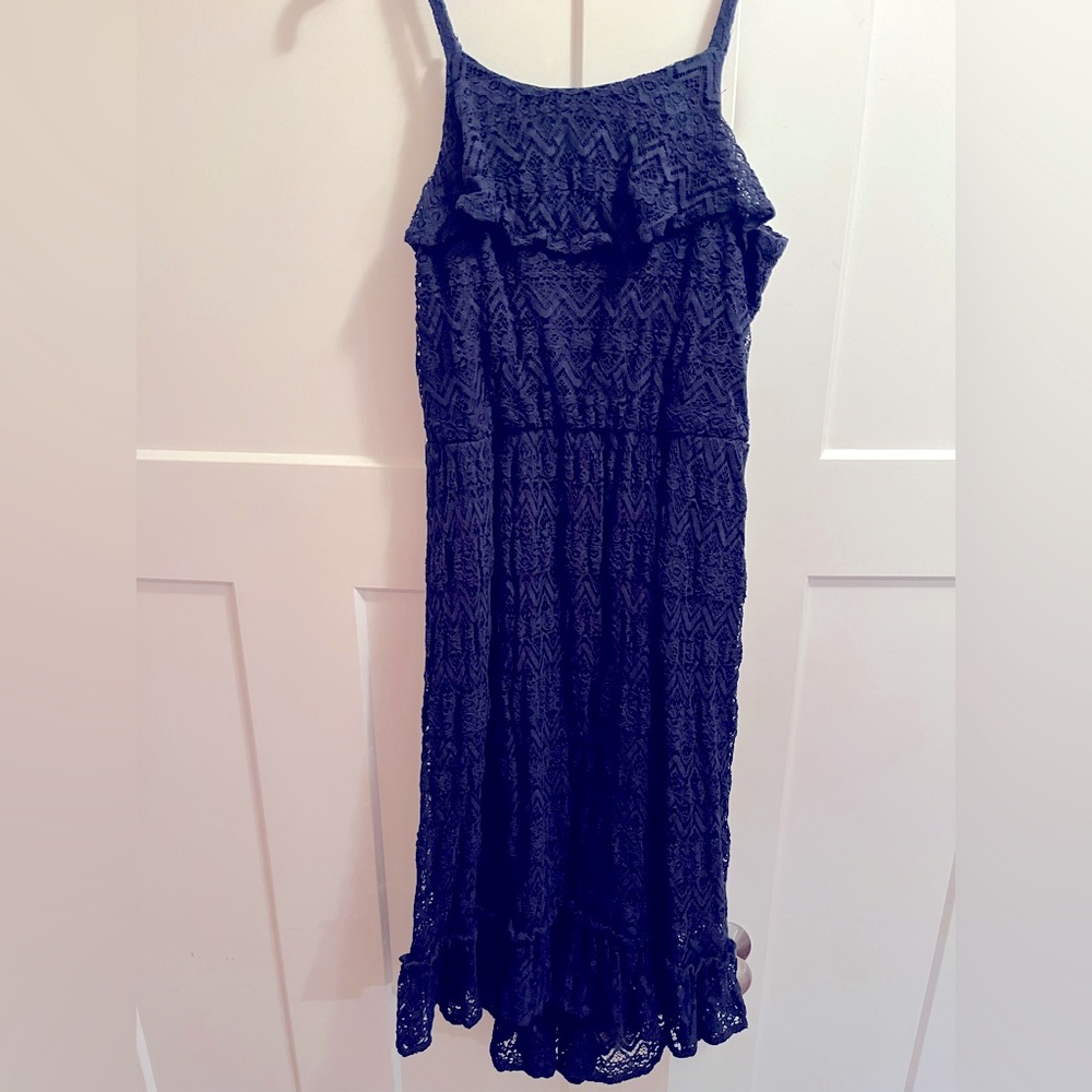 Girls navy blue size 14 Children’s Place Dress. Ankle length. Lace detail.